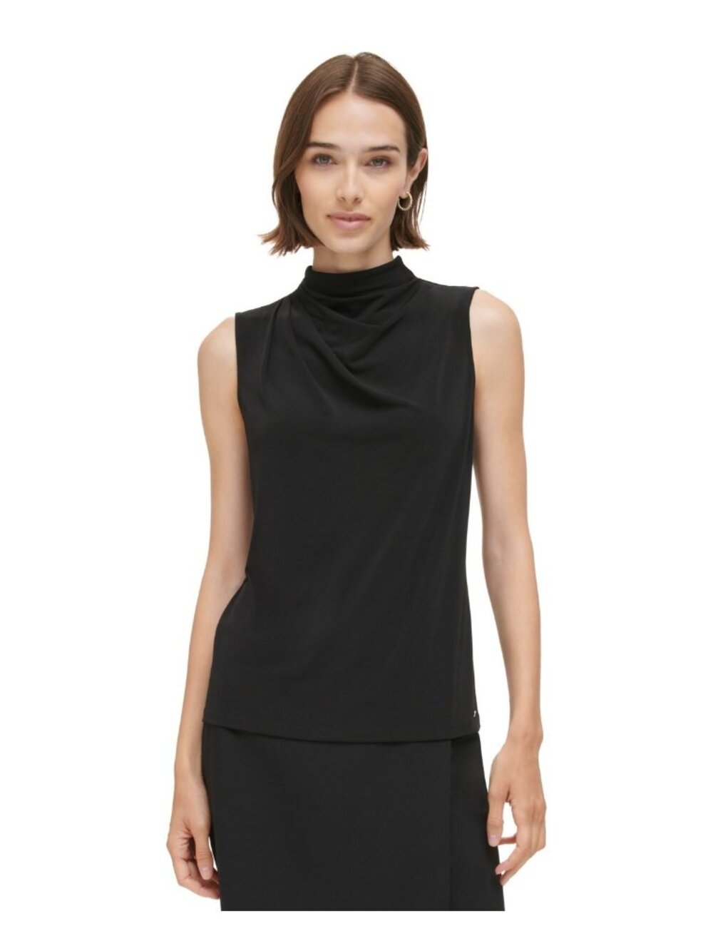 Calvin Klein Women's Mock-Neck Sleeveless Polyester Top Black Size M $59
